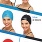 Black Blue Reversible Silicone Swim Cap, Waterproof 2-in-1 Swimming Caps for Men and Women with Carry Bag, Flexible Adult Swimmers Cap for Short and Medium Length Hair