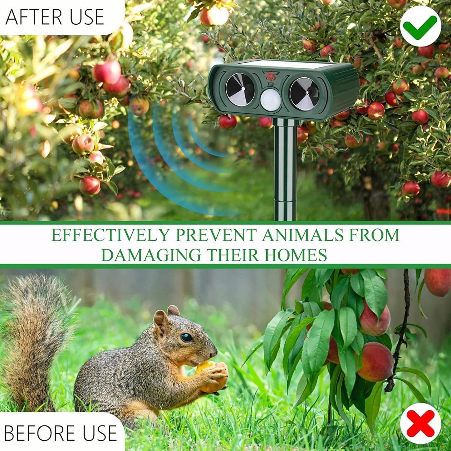 2 Pack Solar Animal Repeller Ultrasonic Cat Dog Repellent Outdoor Animal Deterre