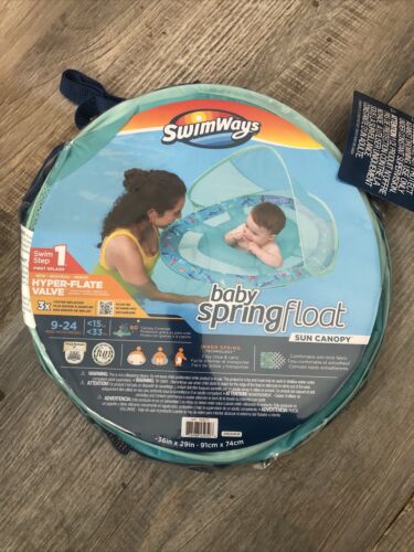 New Blue Baby Spring Float with Sun Canopy, Harness - Easy Fold*Brand New Shark